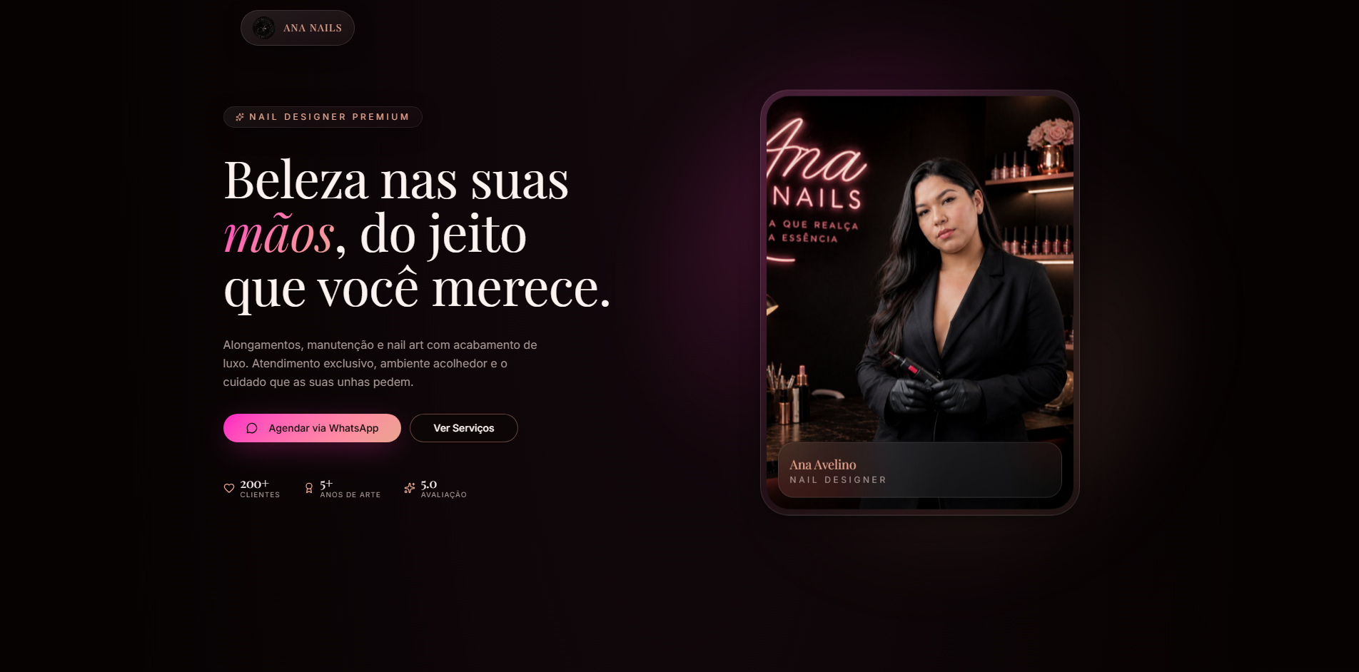 Mockup do site Ana Nails